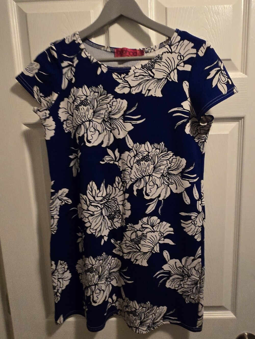 Boohoo Blue and White Floral Dress, Size 6